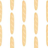 Minimalistic isolated seamless pattern with baguette silhouettes ornament. Orange bakery ornament on white background. vector