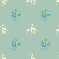 Small flowers and leaf seamless pattern. Floral endless ornament. Botanical backdrop. vector