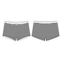 Mini-short knickers in blue stripes fabric on white background. Children's knickers. vector