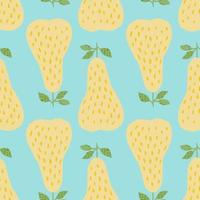 Creative geometric yellow pears seamless pattern in doodle style. vector