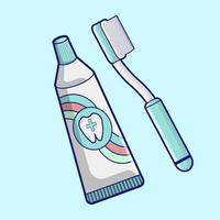 mouth care toothbrush and toothpaste cartoon vector illustration