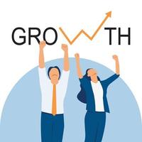 Businessman standing and push business growth upward vector