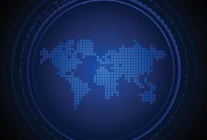 World map digital and blue stroke color background vector