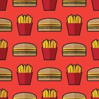 Hamburger and french fries pattern vector