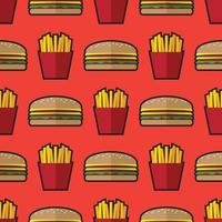 Hamburger and french fries pattern vector