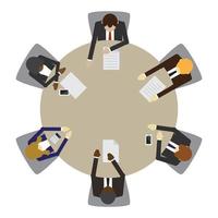 Business people sitting on a round table meeting vector