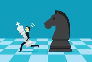 Businessman escape from playing chess vector