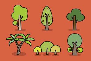 diferentes dibujos animados parque bosque pino abetos conjunto vector