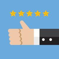 Thumb up with five star rating vector