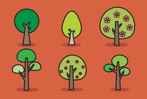 Different cartoon park forest pine fir trees set vector