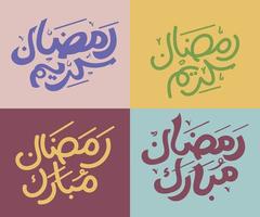 Ramadan kareem, ramadan mubarak hand lettering arabic calligraphy. Hand drawn islamic typography. vector
