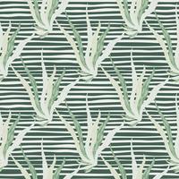 Light grey seaweeds shapes seamless doodle pattern. Stripped background. Undersea foliage stylized print. vector