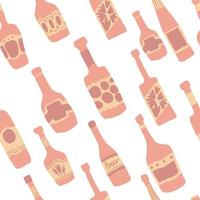 Seamless pattern background with bar bottles. Hand drawn vector