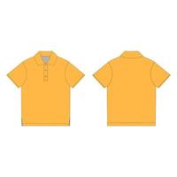 Orange polo t-shirt isolated on white background. Uniform clothes. Front and back technical sketch . vector