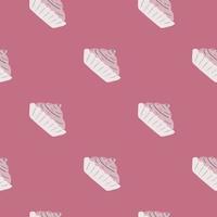 Minimalistic seamless doodle pattern with cream basket cake elements. Tasty dessert ornament in pink colored palette. vector