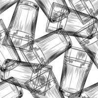 Hand drawn highball glass seamless pattern on white background. vector