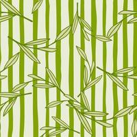 Spring season foliage seamless pattern with random contoured foliage leaf print. Striped background. vector