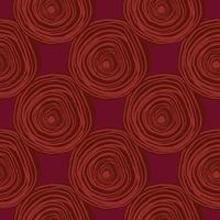 Abstract spirals seamless pattern on red. Creative sketch circle background. Hand drawn curved lines wallpaper. vector