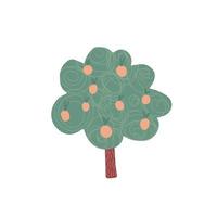 Fruit tree in hand drawn style isolated on white background. Cartoon apple tree. vector