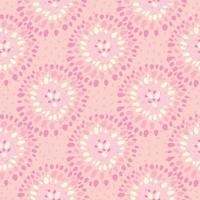 Point circles african seamless doodle pattern. Wild national ornament in pink and white palette. vector