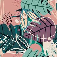 creativas texturas tropicales dibujadas a mano. patrón transparente floral exótico contemporáneo. vector