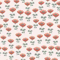 Random ditsy seamless pattern in doodle style with vintage flowers print. Pastel light pink background. vector