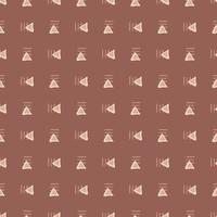 Simple triangle seamless doodle pattern. Pastel maroon background with little geometry figures. vector