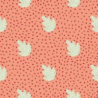 Cute geometric oak seamless patternon dots background. Simple nature wallpaper. vector