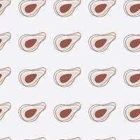 Pastel tones food healthy seamless pattern with abstract avocado ornament. Light grey background. vector
