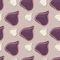 Minimalistic seamless pattern in pastel tones with fig purple and white silhouettes. Pastel background. vector