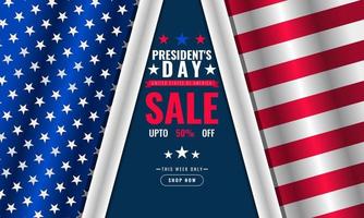 President day background sales promotion advertising banner template with american flag design vector