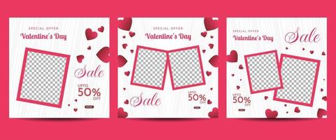 Valentine's day social media post template for banner, poster, greeting card, promotional discount sale, etc vector