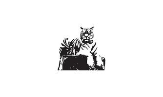 diseño de ilustración de vector de tigre blanco y negro