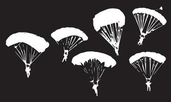 paracaidismo vector ilustración diseño colección en blanco y negro