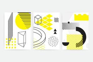 Posters set with bright bold geometric elements vector