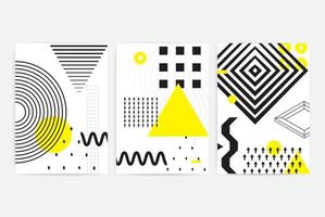 Posters set with bright bold geometric elements vector