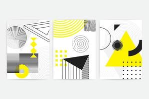 Posters set with bright bold geometric elements vector