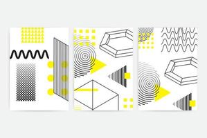 Posters set with bright bold geometric elements vector