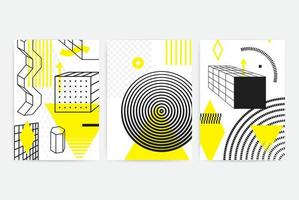 Posters set with bright bold geometric elements vector