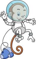 The astronaut monkey is jumping from the rocket vector