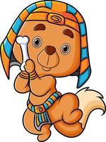 The egyptian dog is holding the favorite bone vector