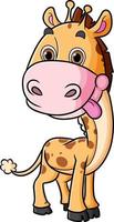 The ugly giraffe is standing and giving the silly face vector