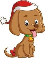 The happy dog is wearing the santa hat for valentine vector