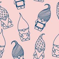 little garden gnome seamless pattern hand drawn. , minimalism, scandinavian, monochrome, nordic. wallpaper, background, textiles, wrapping paper. vector