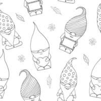 little garden gnome seamless pattern hand drawn. , minimalism, scandinavian, monochrome, nordic. wallpaper, background, textiles, wrapping paper. vector