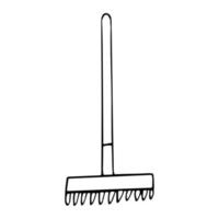 rake hand drawn doodle. , minimalism, scandinavian, monochrome, nordic. garden tools. sticker, icon. vector