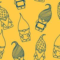 little garden gnome seamless pattern hand drawn. , minimalism, scandinavian, monochrome, nordic. wallpaper, background, textiles, wrapping paper. vector