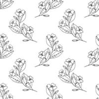flowering twigs of cherry, apricot, fruit trees. spring seamless pattern. wallpaper, textile, wrapping paper, background. sketch hand drawn doodle style. minimalism. bloom, flowers. vector
