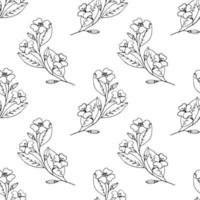 flowering twigs of cherry, apricot, fruit trees. spring seamless pattern. wallpaper, textile, wrapping paper, background. sketch hand drawn doodle style. minimalism. bloom, flowers. vector