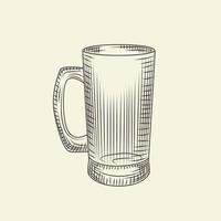 Transparent beer mug in hand drawn style isolated on light background. vector